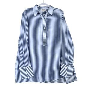 M.S.S.P. Womens Striped Button Front Long Sleeve Tunic Shirt‎ XL Viscose